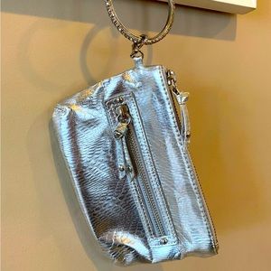 Silver wristlet purse